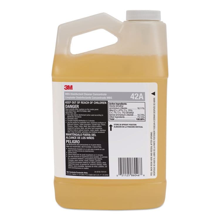 3M/COMMERCIAL TAPE DIV. MBS Disinfectant Cleaner Concentrate, 0.5 gal Bottle, Unscented, 4/Carton (MMM42A)