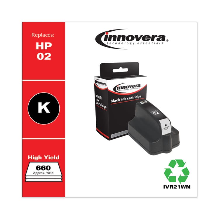 INNOVERA Remanufactured Black Ink, Replacement for 02 (C8721WN), 660 Page-Yield (IVR21WN) thumbnail 2