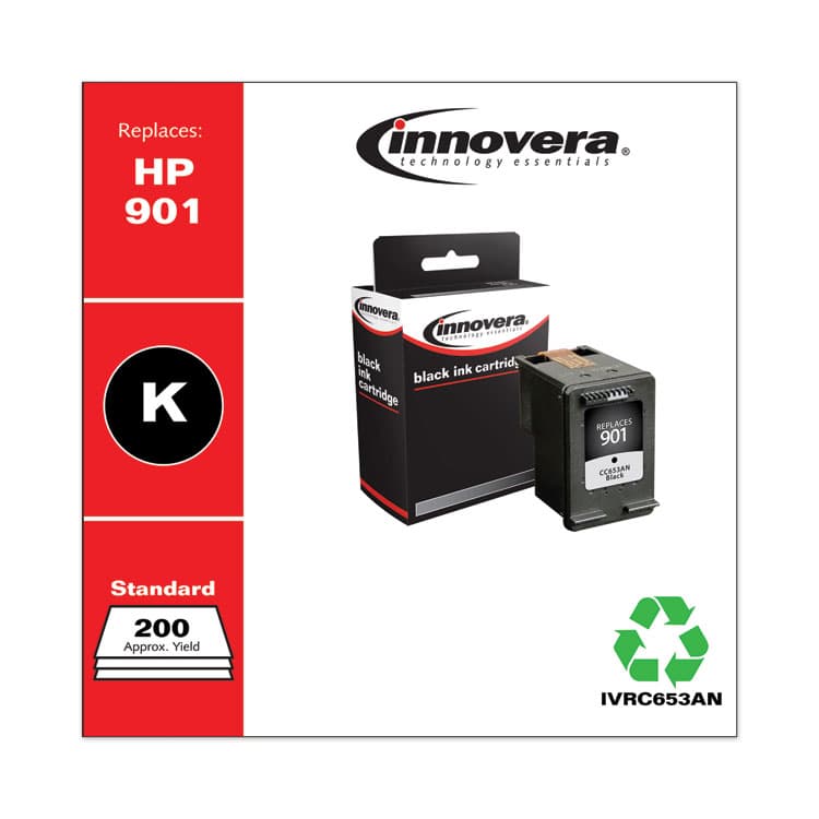 INNOVERA Remanufactured Black Ink, Replacement for 901 (CC653AN), 200 Page-Yield (IVRC653AN) thumbnail 2