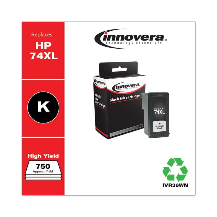 INNOVERA Remanufactured Black High-Yield Ink, Replacement for 74XL (CB336WN), 750 Page-Yield (IVR36WN) thumbnail 2