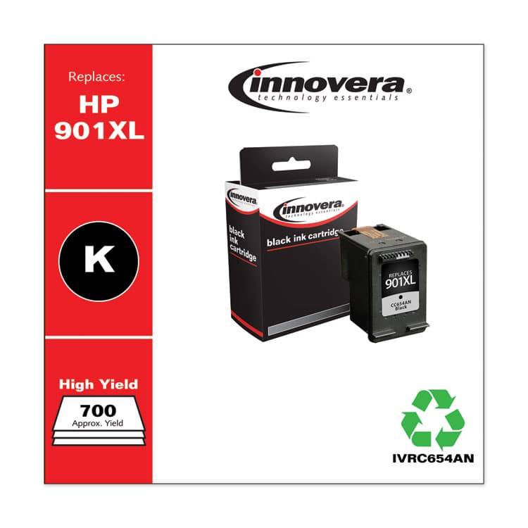INNOVERA Remanufactured Black High-Yield Ink, Replacement for 901XL (CC654AN), 700 Page-Yield (IVRC654AN) thumbnail 2