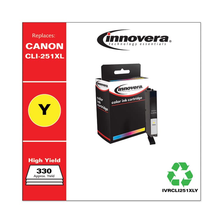 INNOVERA Remanufactured Yellow High-Yield Ink, Replacement for CLI-251XL (6451B001), 685 Page-Yield (IVRCLI251XLY) thumbnail 2