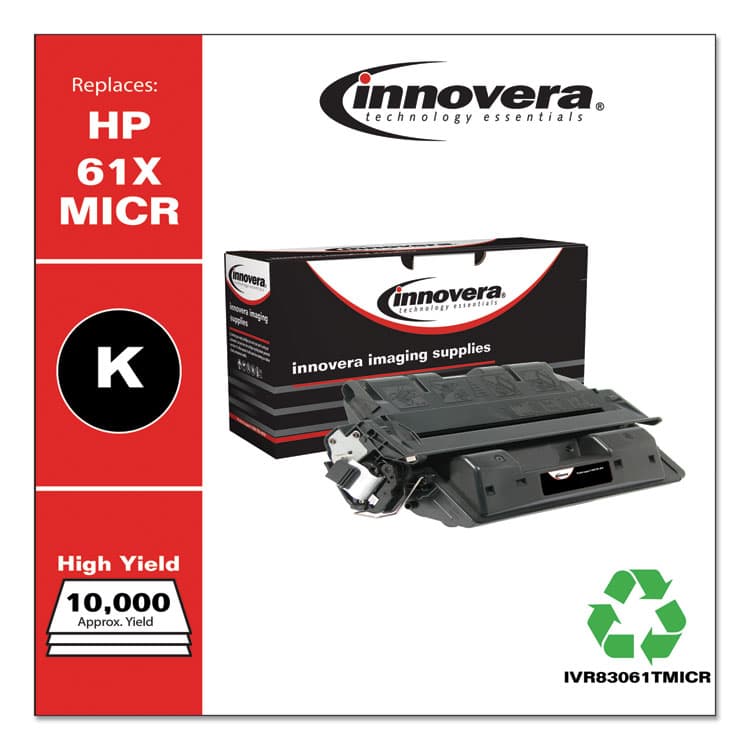 INNOVERA Remanufactured Black High-Yield MICR Toner, Replacement for 61XM (C8061XM), 10,000 Page-Yield (IVR83061TMICR) thumbnail 2