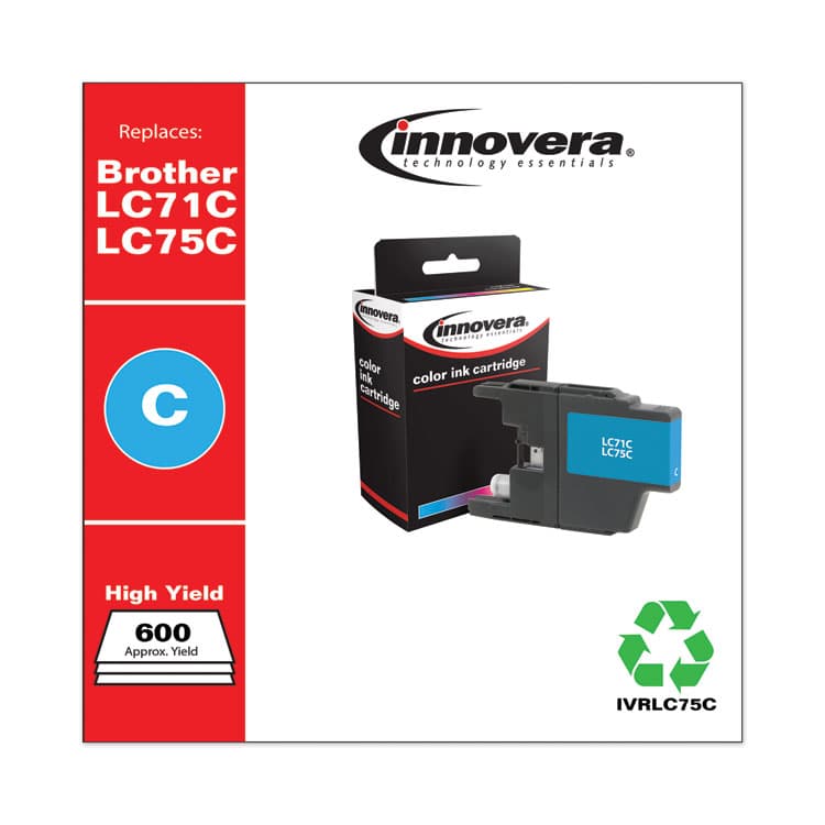 INNOVERA Remanufactured Cyan High-Yield Ink, Replacement for LC75C, 600 Page-Yield (IVRLC75C) thumbnail 2