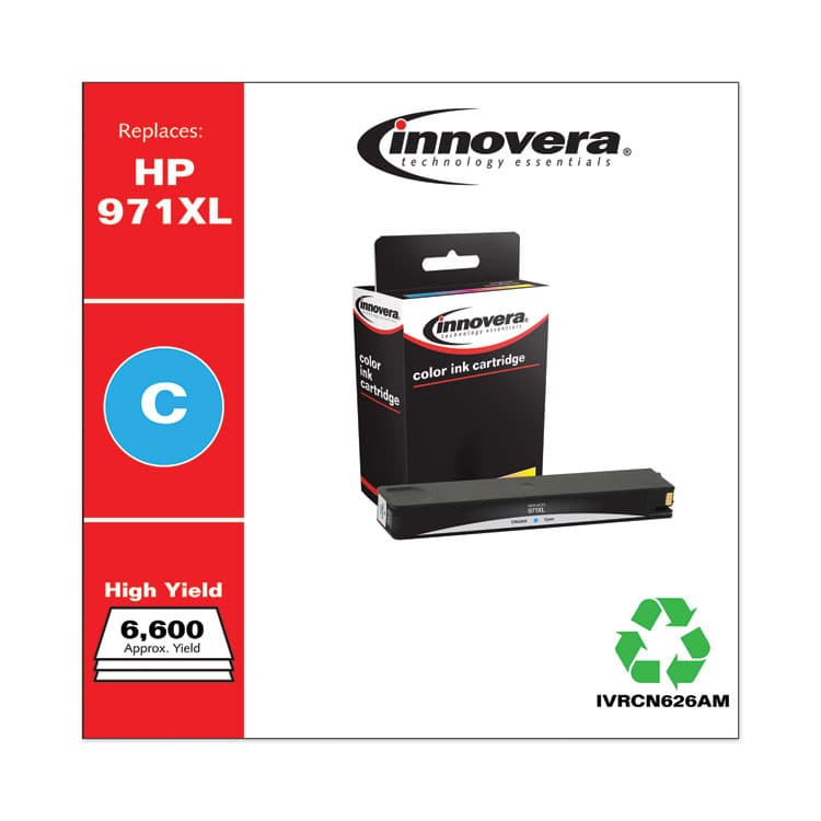INNOVERA Remanufactured Cyan High-Yield Ink, Replacement for 971XL (CN626AM), 6,600 Page-Yield (IVRCN626AM) thumbnail 2