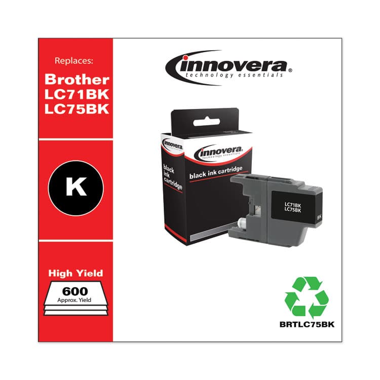 INNOVERA Remanufactured Black High-Yield Ink, Replacement for LC75BK, 600 Page-Yield (IVRLC75BK) thumbnail 2