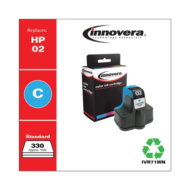 INNOVERA Remanufactured Cyan Ink, Replacement for 02 (C8771WN), 400 Page-Yield (IVR71WN) thumbnail 2