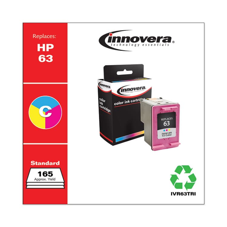 INNOVERA Remanufactured Tri-Color Ink, Replacement for 63 (F6U61AN), 165 Page-Yield (IVR63TRI) thumbnail 2