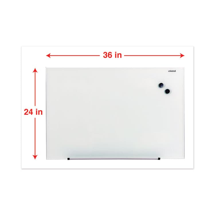 UNIVERSAL OFFICE PRODUCTS Frameless Magnetic Glass Marker Board, 36" x 24", Translucent Frost Surface (UNV43202) thumbnail 2