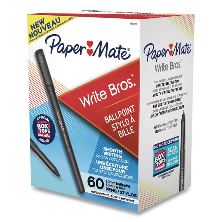 SANFORD Write Bros. Ballpoint Pen Value Pack, Stick, Medium 1 mm, Black Ink, Black Barrel, 60/Pack (PAP4621401C) thumbnail 2