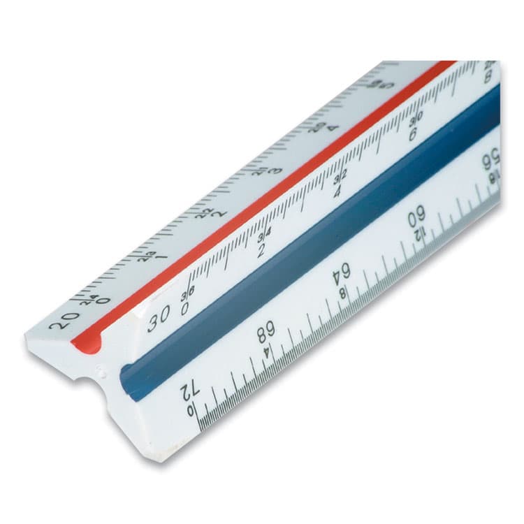 STAEDTLER, . Triangular Scale Plastic Engineers Ruler, 12" Long, White with Colored Grooves (STD9871834BK) thumbnail 2