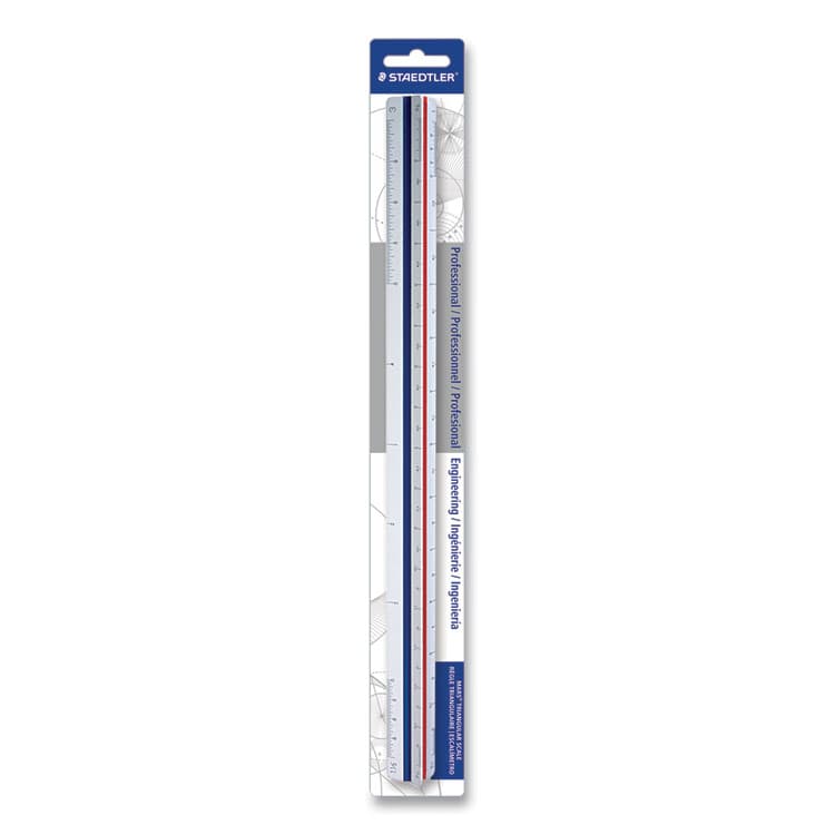 STAEDTLER, . Triangular Scale Plastic Engineers Ruler, 12" Long, White with Colored Grooves (STD9871834BK) thumbnail 3