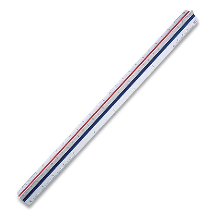 STAEDTLER, . Triangular Scale Plastic Engineers Ruler, 12" Long, White with Colored Grooves (STD9871834BK)