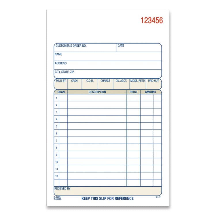 CARDINAL BRANDS . Multipart Sales Order Pad, Three-Part Carbonless, 4.19 x 6.69, 50 Forms/Pad, 10 Pads/Carton (ABFTC470510) thumbnail 2