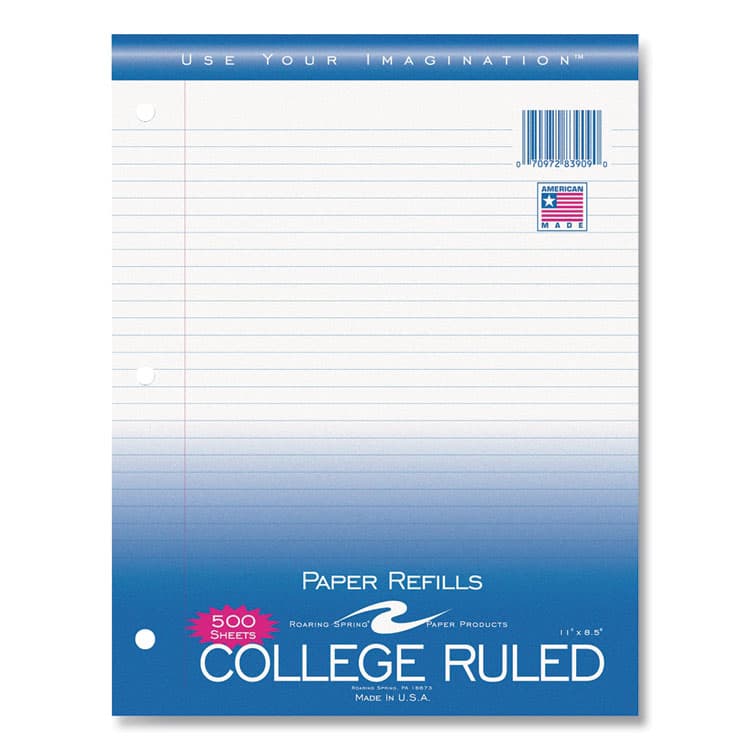 ROARING SPRING PAPER PRODUCTS Notebook Filler Paper, 8.5 x 11, College Rule, 500/Pack (ROA83909) thumbnail 4