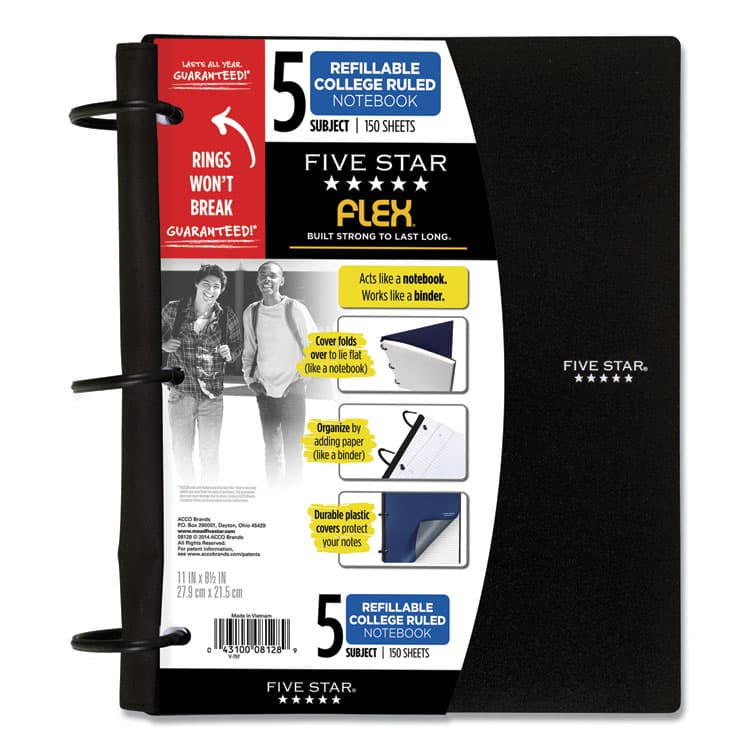 MEAD PRODUCTS FLEX Notebook, 5-Subject, Medium/College Rule, Randomly Assorted Cover Color, (150) 11 x 8.5 Sheets (FVS08128) thumbnail 2