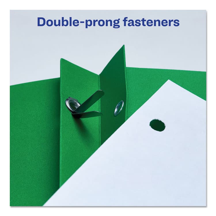 AVERY PRODUCTS CORPORATION Two-Pocket Folder with Prong Fasteners, Accommodates (70) 11 x 8.5 Sheets, Green, 25/Box (AVE47977) thumbnail 4