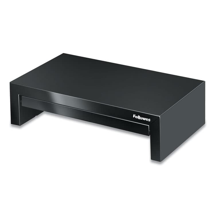 FELLOWES MFG. CO. Designer Suites Monitor Riser, For 21" Monitors, 16" x 9.38" x 4.38" to 6", Black Pearl, Supports 40 lbs (FEL8038101)