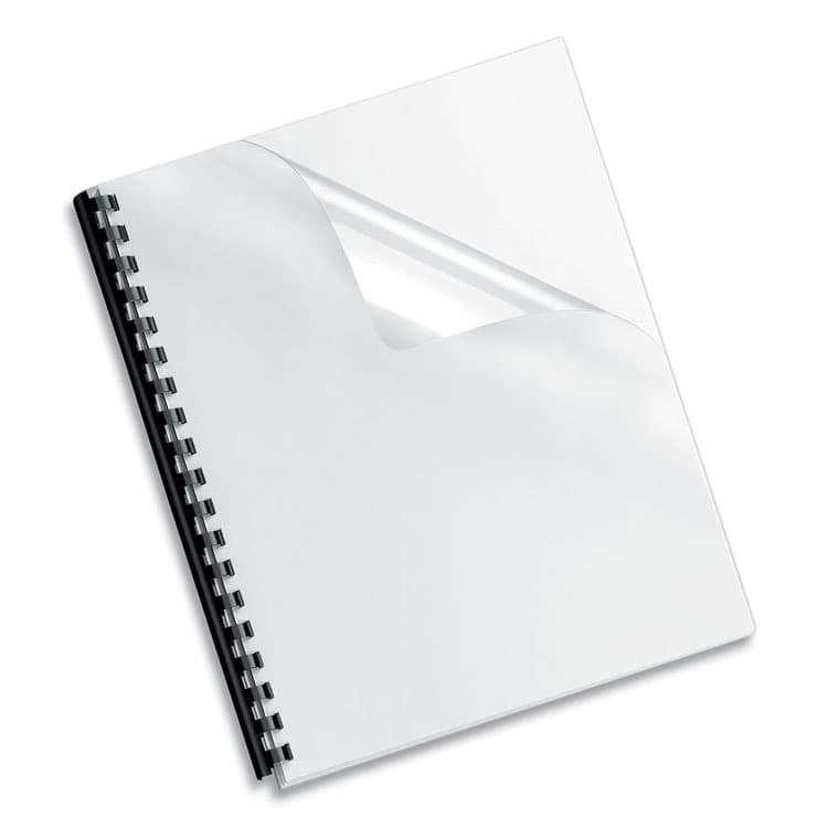 FELLOWES MFG. CO. Crystals Presentation Covers for Binding Systems, 19-Hole Punched, Plastic, Square Corners, 11 x 8.5, Gloss Clear, 100/Pack (FEL5293701) thumbnail 4