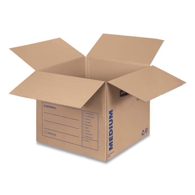 FELLOWES MFG. CO. SmoothMove Basic Moving Boxes, Regular Slotted Container (RSC), Medium, 18" x 18" x 16", Brown/Blue, 20/Bundle (FEL7713901) thumbnail 2
