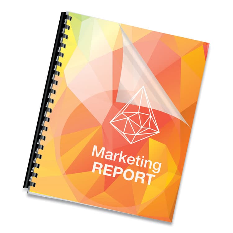 FELLOWES MFG. CO. Crystals Presentation Covers for Binding Systems, 19-Hole Punched, Plastic, Square Corners, 11 x 8.5, Gloss Clear, 100/Pack (FEL5293701) thumbnail 2