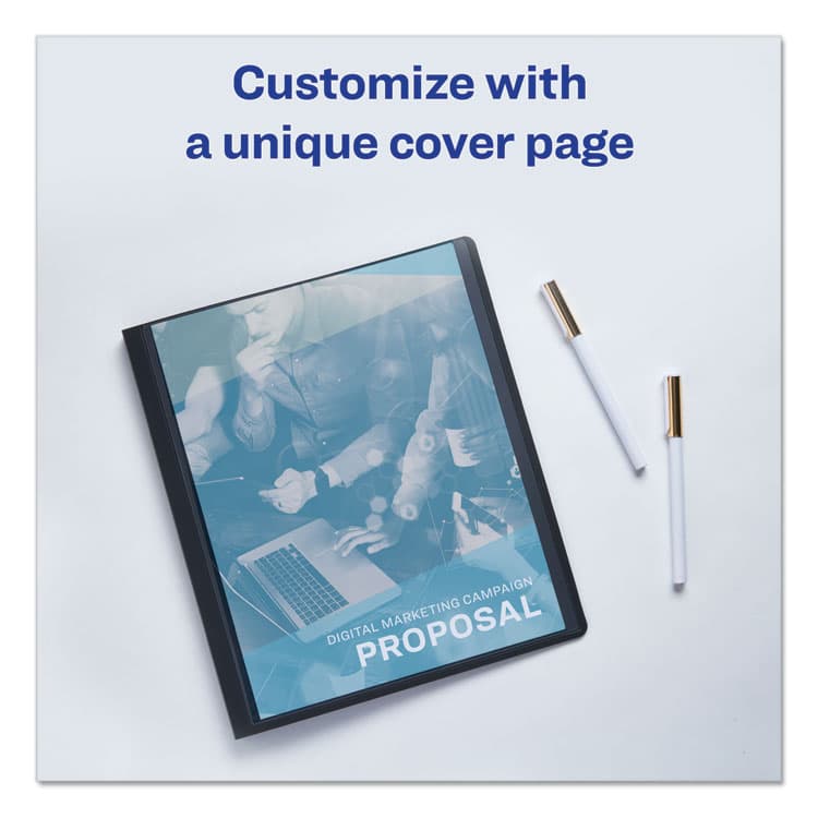 AVERY PRODUCTS CORPORATION Lay Flat View Report Cover, Flexible Fastener, 0.5" Capacity, 8.5 x 11, Clear/Gray (AVE47781) thumbnail 2