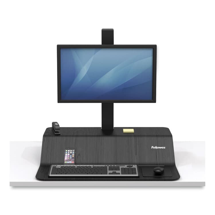 FELLOWES MFG. CO. Lotus VE Sit-Stand Workstation, 29" x 28.5" x 27.5" to 42.5", Black (FEL8080101) thumbnail 2