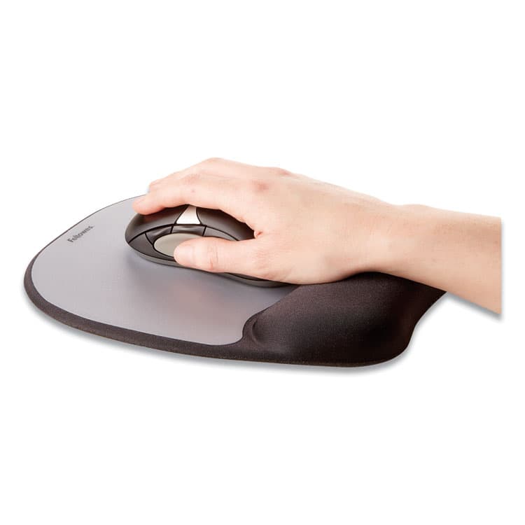 FELLOWES MFG. CO. Memory Foam Mouse Pad with Wrist Rest, 7.93 x 9.25, Black/Silver (FEL9175801) thumbnail 3