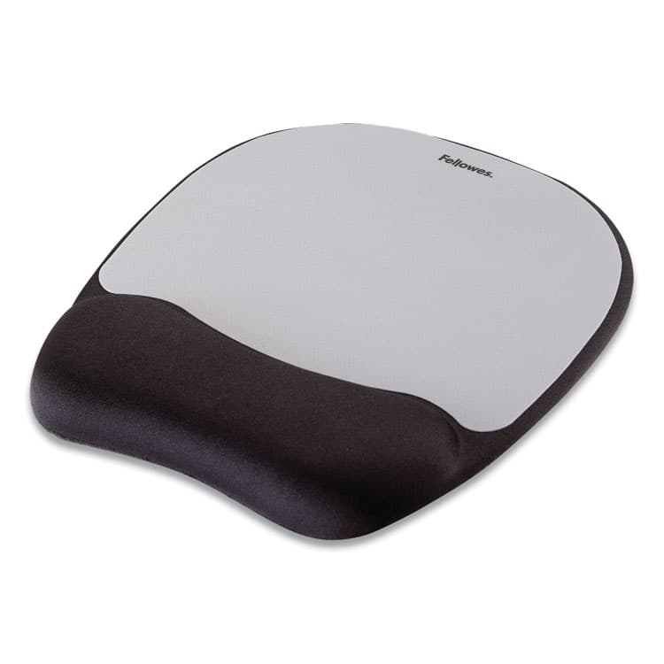 FELLOWES MFG. CO. Memory Foam Mouse Pad with Wrist Rest, 7.93 x 9.25, Black/Silver (FEL9175801)