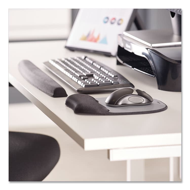 FELLOWES MFG. CO. Memory Foam Mouse Pad with Wrist Rest, 7.93 x 9.25, Black/Silver (FEL9175801) thumbnail 4
