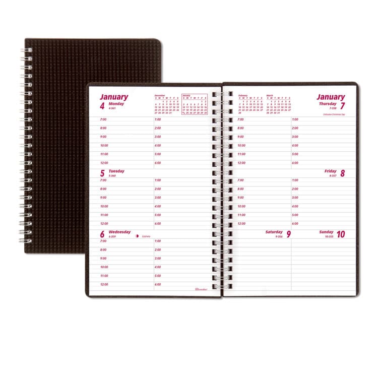REDIFORM OFFICE PRODUCTS DuraFlex Weekly Planner, 8 x 5, Black Cover, 12-Month (Jan to Dec): 2026 (REDCB75VBLK)