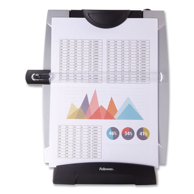 FELLOWES MFG. CO. Office Suites Desktop Copyholder with Memo Board, Holds Up to 150 Legal Size Sheets, Plastic, Black/Silver (FEL8033201) thumbnail 2