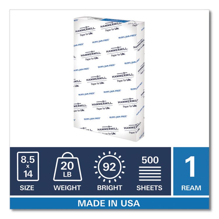 HAMMERMILL/HP EVERYDAY PAPERS Copy Plus Print Paper, 92 Bright, 20 lb Bond Weight, 8.5 x 14, White, 500/Ream (HAM105015) thumbnail 2