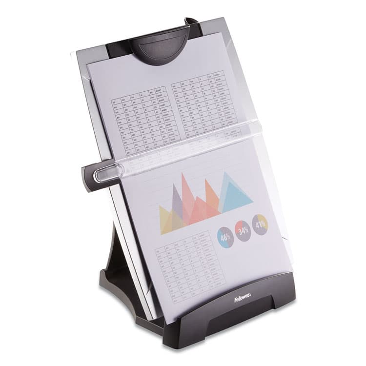 FELLOWES MFG. CO. Office Suites Desktop Copyholder with Memo Board, Holds Up to 150 Legal Size Sheets, Plastic, Black/Silver (FEL8033201) thumbnail 3