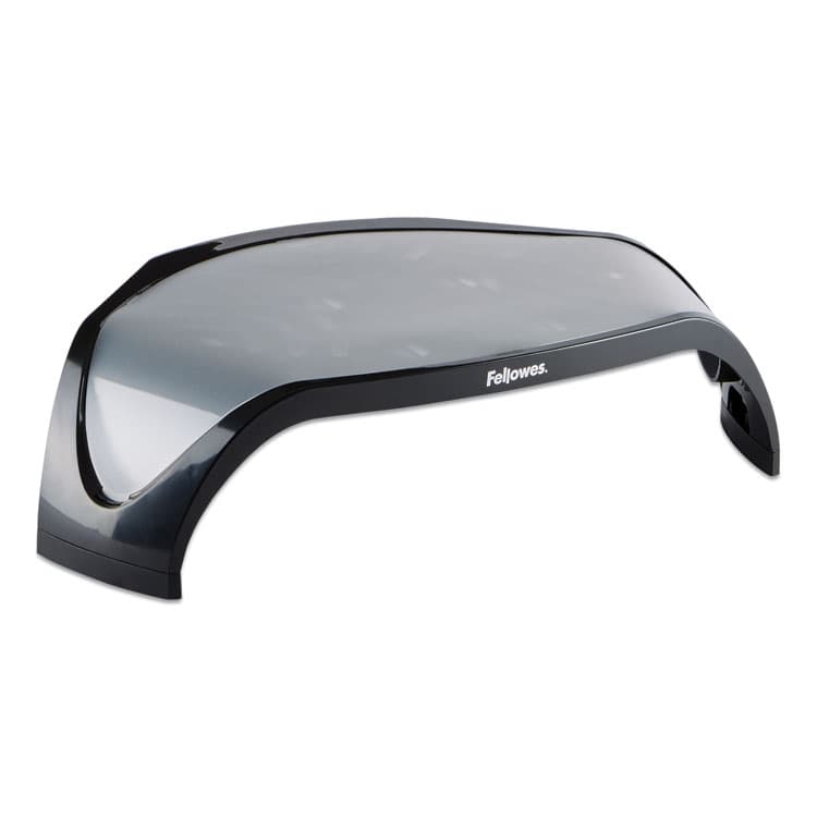 FELLOWES MFG. CO. Smart Suites Corner Monitor Riser, For 21" Monitors, 18.5" x 12.5" x 3.88" to 5.13", Black/Clear Frost, Supports 40 lbs (FEL8020101)