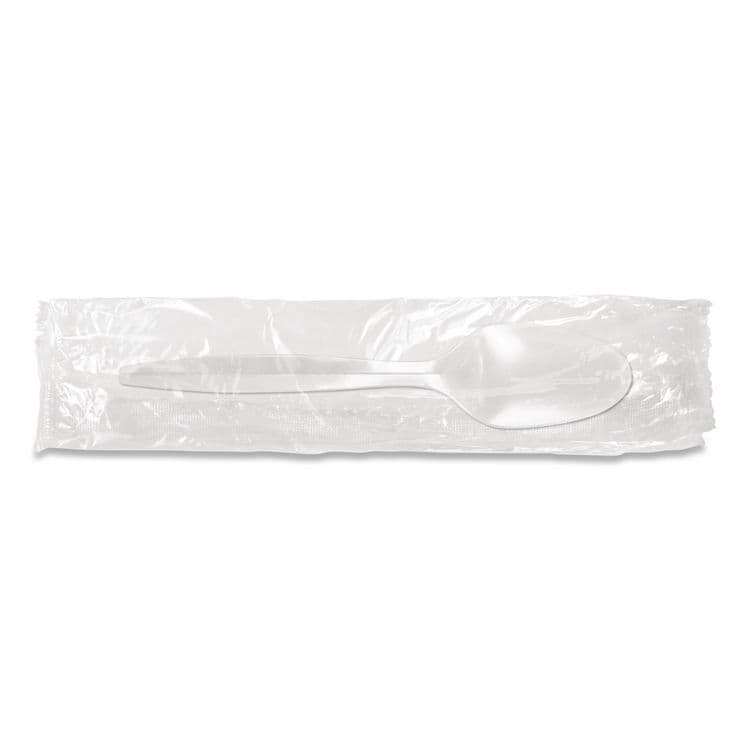 BERK ENTERPRISES Individually Wrapped Mediumweight Cutlery, Spoon, Plastic, White, 1,000/Carton (BSQ1103000)