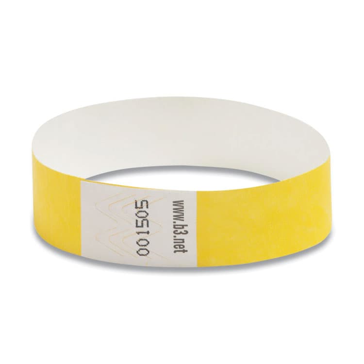 BAUMGARTENS Security Wristbands, Sequentially Numbered, 10" x 0.75", Yellow, 100/Pack (BAU85070)