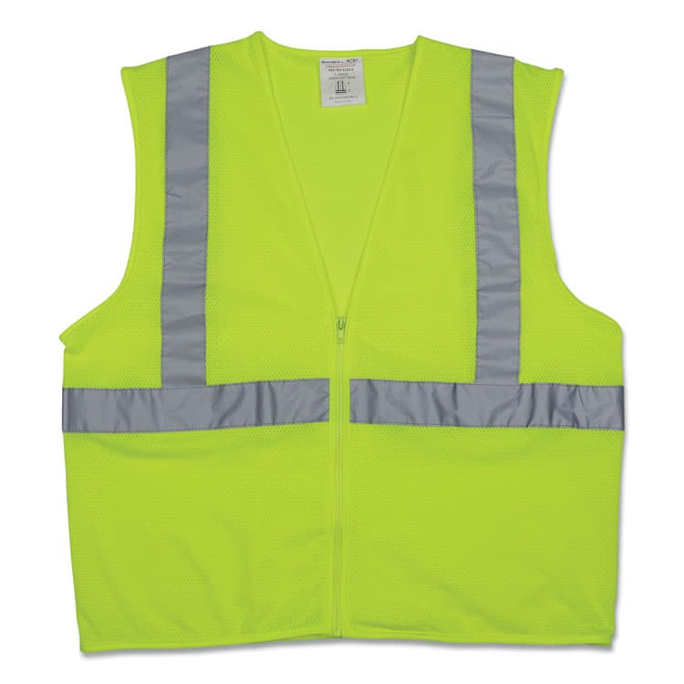 PROTECTIVE INDUSTRIAL PRODUCTS Zipper Safety Vest, X-Large, Hi-Viz Lime Yellow (PID302MVGZLYXL)
