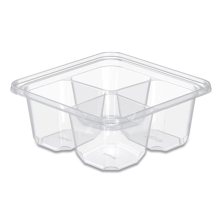 DART TamperGuard Snack Boxes, 4 Compartments, 6.3 x 6.3 x 2.6, Clear, Plastic, 300/Carton (DCCSBTG4)