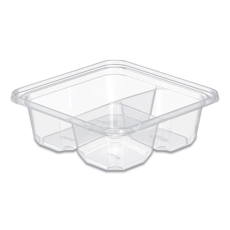 DART TamperGuard Snack Boxes, 3 Compartments, 6.3 x 6.3 x 2.1, Clear, Plastic, 300/Carton (DCCSBTG3)