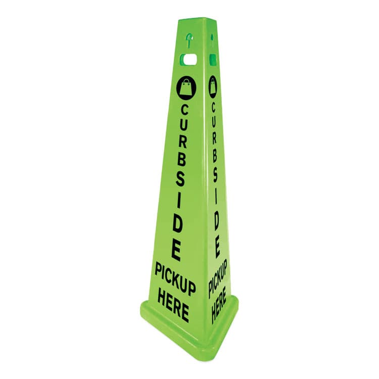 IMPACT PRODUCTS, LLC TriVu 3-Sided Curbside Pickup Here Sign, Fluorescent Green, 14.75 x 12.7 x 40, Plastic (IMP9140PU)