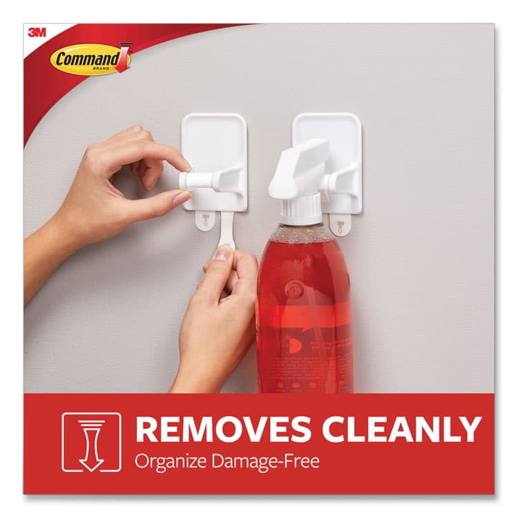 3M/COMMERCIAL TAPE DIV. Spray Bottle Holder, 2.34w x 1.69d x 3.34h, White, 2 Hangers/4 Strips/Pack (MMM170092ES) thumbnail 2