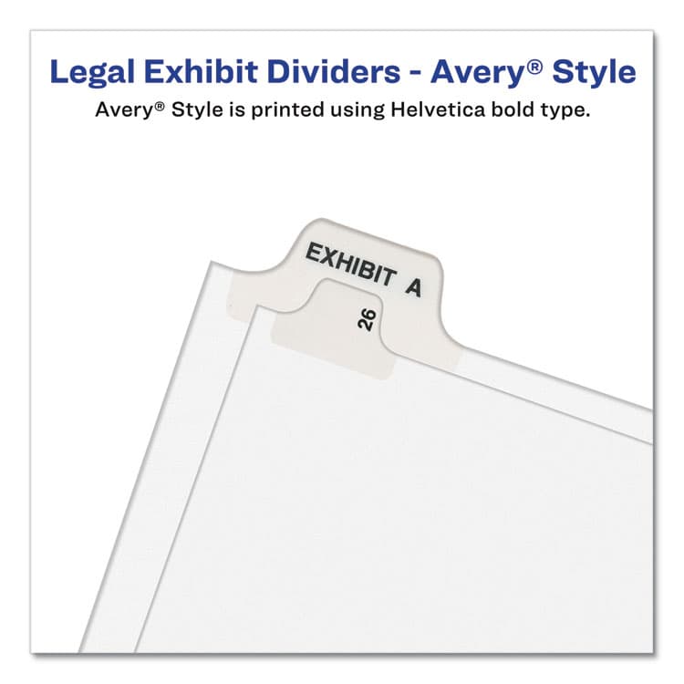 AVERY PRODUCTS CORPORATION Preprinted Legal Exhibit Side Tab Index Dividers, Avery Style, 26-Tab, A, 11 x 8.5, White, 25/Pack, (1401) (AVE01401) thumbnail 3