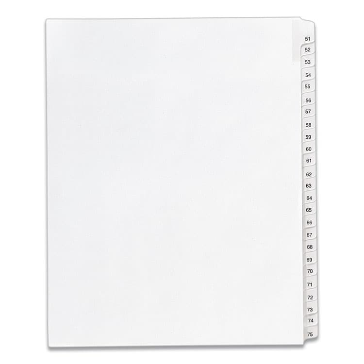 AVERY PRODUCTS CORPORATION Preprinted Legal Exhibit Side Tab Index Dividers, Allstate Style, 25-Tab, 51 to 75, 11 x 8.5, White, 1 Set, (1703) (AVE01703)
