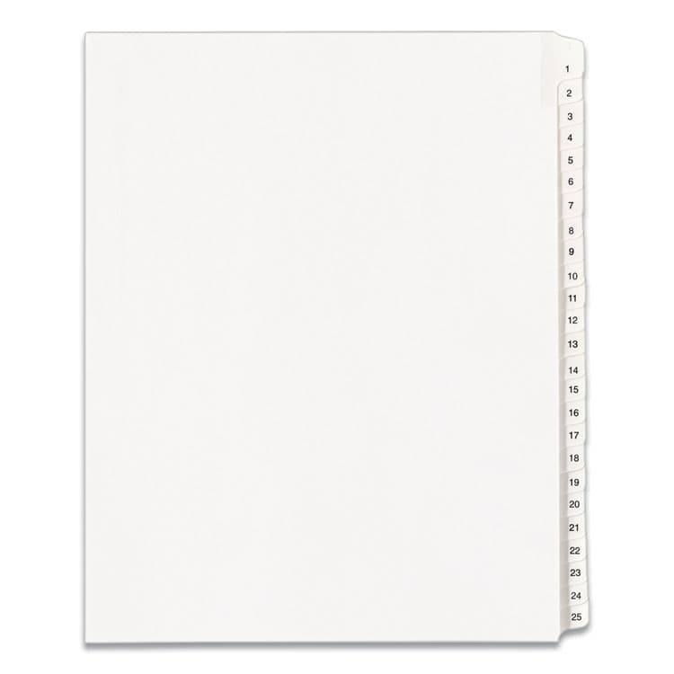 AVERY PRODUCTS CORPORATION Preprinted Legal Exhibit Side Tab Index Dividers, Allstate Style, 25-Tab, 1 to 25, 11 x 8.5, White, 1 Set, (1701) (AVE01701)