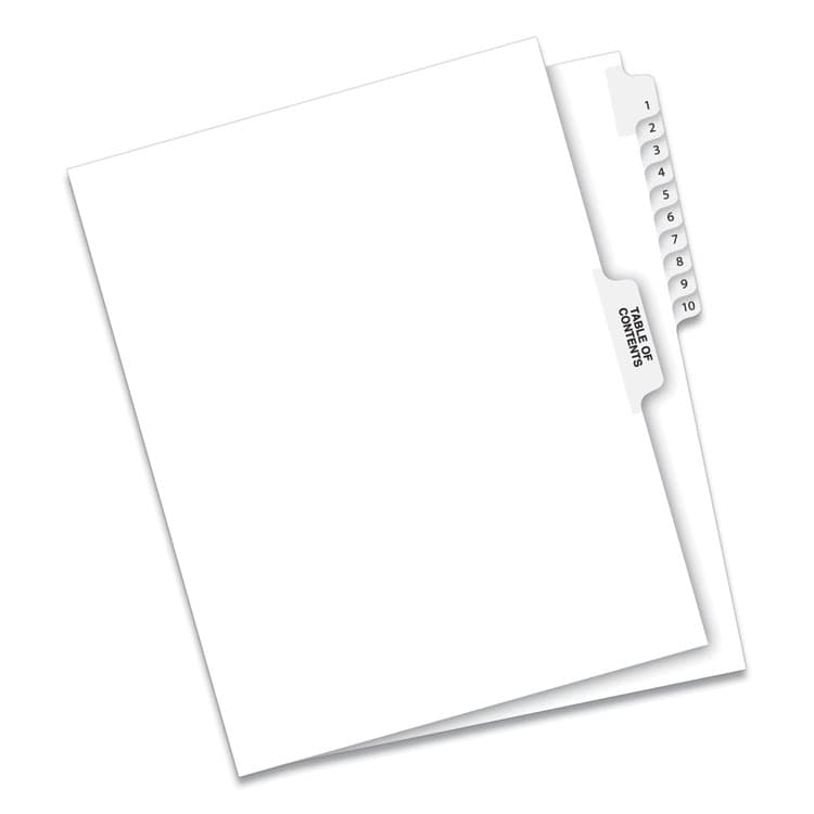 AVERY PRODUCTS CORPORATION Preprinted Legal Exhibit Side Tab Index Dividers, Avery Style, 11-Tab, 1 to 10, 11 x 8.5, White, 1 Set (AVE11381)