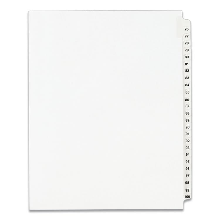 AVERY PRODUCTS CORPORATION Preprinted Legal Exhibit Side Tab Index Dividers, Avery Style, 25-Tab, 76 to 100, 11 x 8.5, White, 1 Set, (1333) (AVE01333)