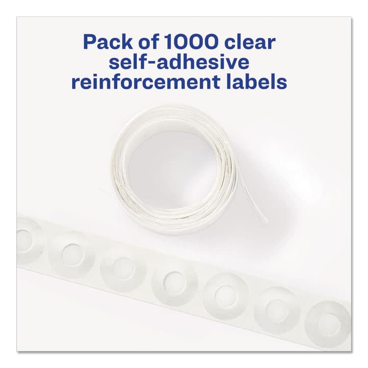 AVERY PRODUCTS CORPORATION Dispenser Pack Hole Reinforcements, 0.25" Dia, Clear, 1,000/Pack, (5722) (AVE05722) thumbnail 3