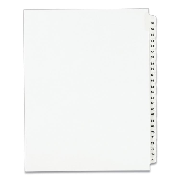 AVERY PRODUCTS CORPORATION Preprinted Legal Exhibit Side Tab Index Dividers, Avery Style, 25-Tab, 51 to 75, 11 x 8.5, White, 1 Set, (1332) (AVE01332)