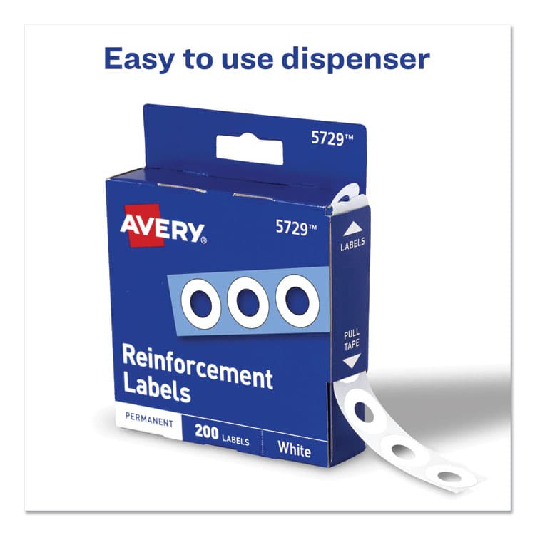 AVERY PRODUCTS CORPORATION Dispenser Pack Hole Reinforcements, 0.25" Dia, White, 200/Pack, (5729) (AVE05729) thumbnail 4